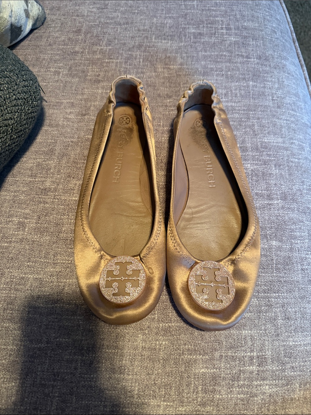 Tory Burch Bronze Logo Ballet Flats